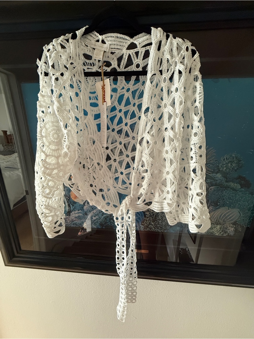 NWT House of Harlow Size OSFA White Cut-Out Ladies Lace Cover Up